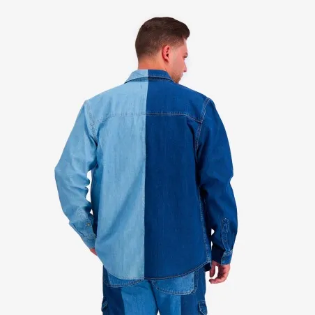 Upcycling chemise western homme en jeans bi-couleur - SHEMS V1 - KONTAKT