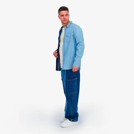 Upcycling chemise western homme en jeans bi-couleur - SHEMS V1 - KONTAKT