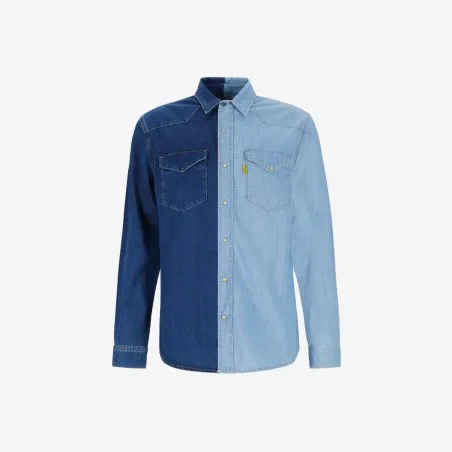 Upcycling chemise western homme en jeans bi-couleur - SHEMS V1 - KONTAKT