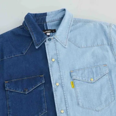 Upcycling chemise western homme en jeans bi-couleur - SHEMS V1 - KONTAKT