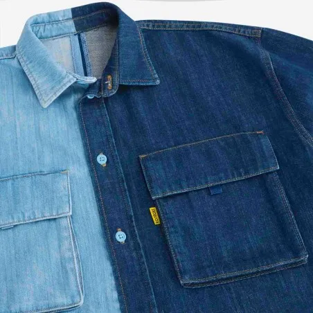 Upcycling chemise western homme en jeans bi-couleur - SHEMS V2 - KONTAKT