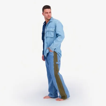 Upcycling chemise workwear homme en jeans bi-couleur - WAAD V1 - KONTAKT