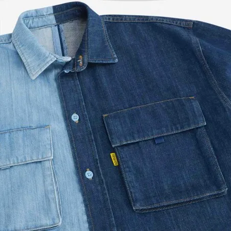 Upcycling chemise workwear homme en jeans bi-couleur - WAAD V2 - KONTAKT
