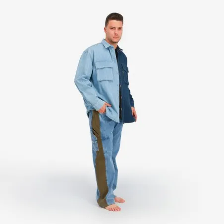 Upcycling chemise workwear homme en jeans bi-couleur - WAAD V2 - KONTAKT