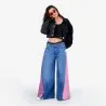 Upcycling cropped jacket femme bi-couleur KINDA V1 - KONTAKT