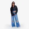 Upcycling cropped jacket femme bi-couleur KINDA V2 - KONTAKT