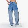 Upcycling straight jeans femme bi-couleur - SARRA - KONTAKT