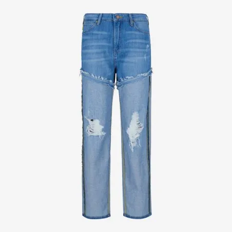 Upcycling straight jeans femme bi-couleur - SARRA - KONTAKT