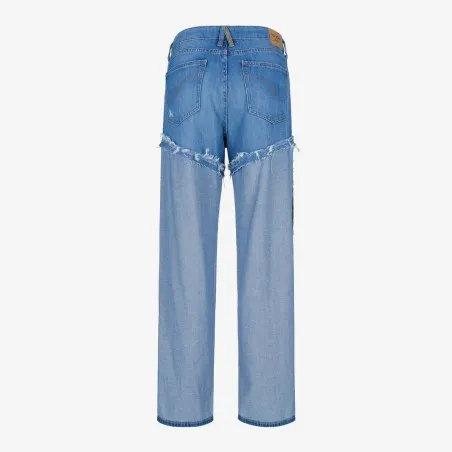 Upcycling straight jeans femme bi-couleur - SARRA - KONTAKT