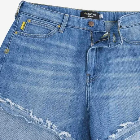 Upcycling straight jeans femme bi-couleur - SARRA - KONTAKT