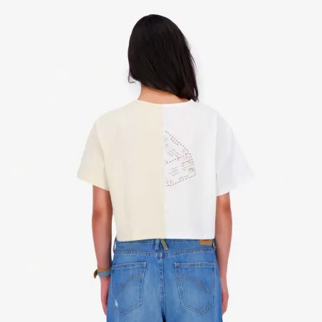 Upcycling t-shirt crop femme manches courtes POSTCARD & WARNING V1 - KONTAKT