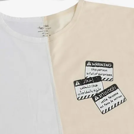 Upcycling t-shirt crop femme manches courtes POSTCARD & WARNING V1 - KONTAKT