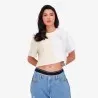 Upcycling t-shirt crop femme manches courtes POSTCARD & WARNING V2 - KONTAKT