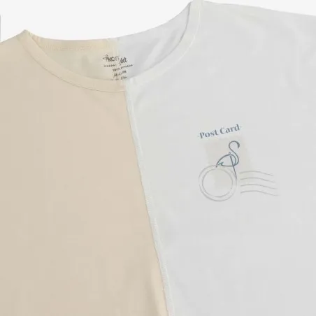 Upcycling t-shirt crop femme manches courtes POSTCARD & WARNING V2 - KONTAKT