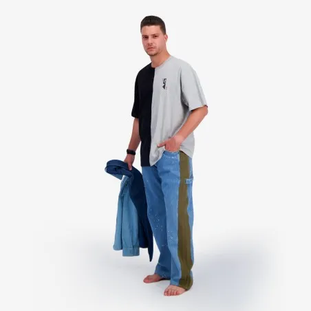 Upcycling t-shirt oversized homme manches courtes CROQUIS POCHE V2 - KONTAKT