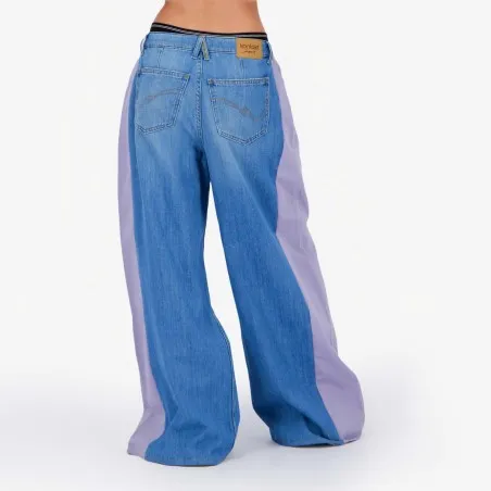 Upcycling wide leg jeans femme bi-couleur - WIDED - KONTAKT