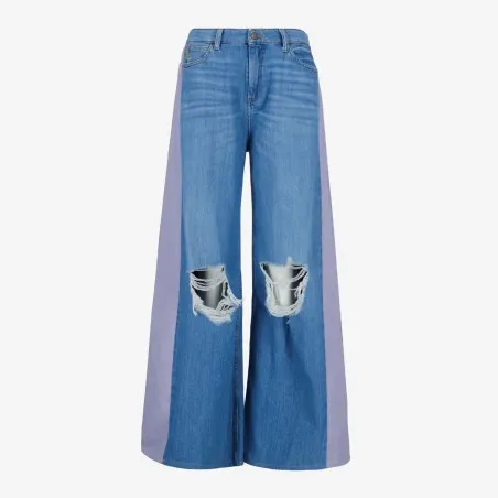 Upcycling wide leg jeans femme bi-couleur - WIDED - KONTAKT