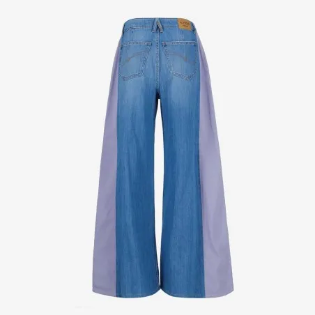 Upcycling wide leg jeans femme bi-couleur - WIDED - KONTAKT