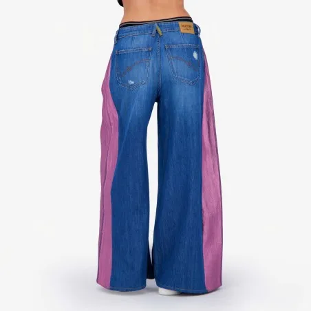 Upcycling wide leg jeans femme bi-couleur -WIDED - KONTAKT