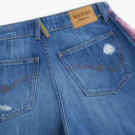 Upcycling wide leg jeans femme bi-couleur -WIDED - KONTAKT