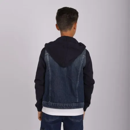 Veste unisexe en jeans avec manches et capuche en molleton - KONTAKT
