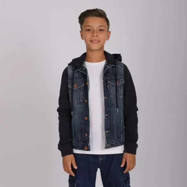 Veste unisexe en jeans avec manches et capuche en molleton - KONTAKT