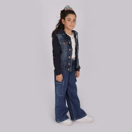 Veste unisexe en jeans avec manches et capuche en molleton - KONTAKT