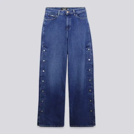 Wide leg jeans femme avec boutons pressions - WIDED - KONTAKT