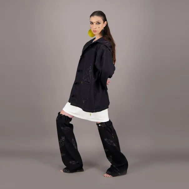 Workwear Kachabya unisexe en jeans IMPRIME BERBERE HEAVY PRINT AND LASER - TUNIS FASHION WEEK 2024 - KONTAKT