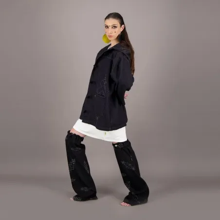 Workwear Kachabya unisexe en jeans IMPRIME BERBERE HEAVY PRINT AND LASER - TUNIS FASHION WEEK 2024 - KONTAKT