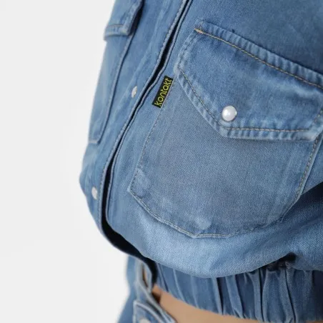 Cropped chemise western femme en jeans - SHERAZADE - KONTAKT