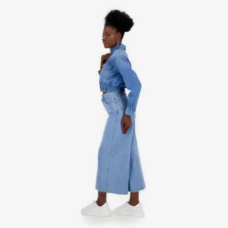 Cropped chemise western femme en jeans - SHERAZADE - KONTAKT