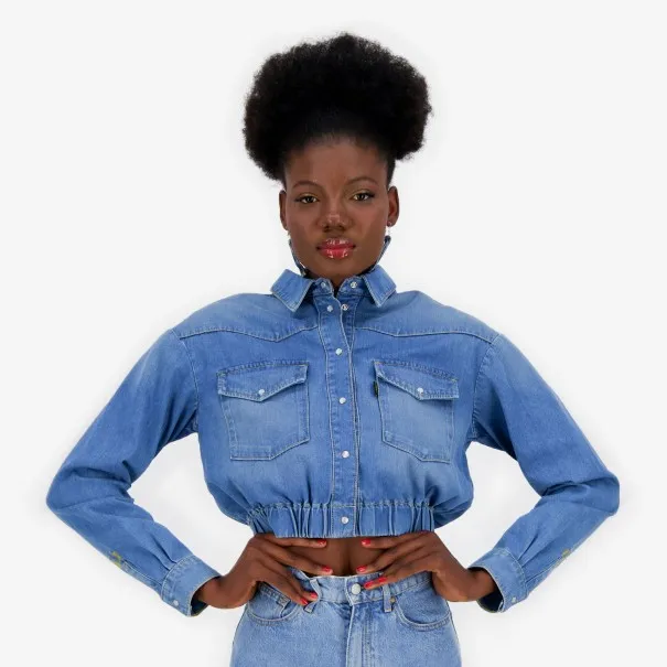 Cropped chemise western femme en jeans - SHERAZADE - KONTAKT