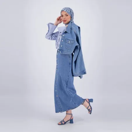 Cropped jacket femme avec manches larges en jeans - KINDA 2.0 - KONTAKT