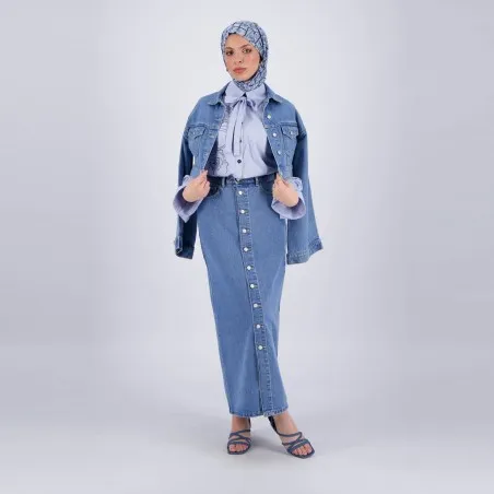 Cropped jacket femme avec manches larges en jeans - KINDA 2.0 - KONTAKT
