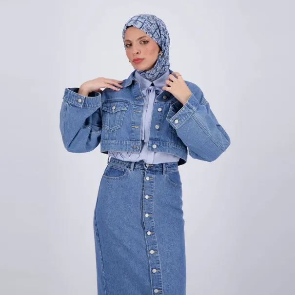 Cropped jacket femme avec manches larges en jeans - KINDA 2.0 - KONTAKT