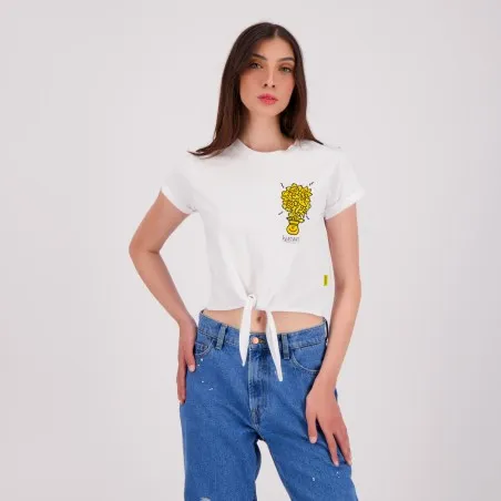 T-shirt sur taille femme manches courtes avec nœud POT DE SMILEY - KONTAKT