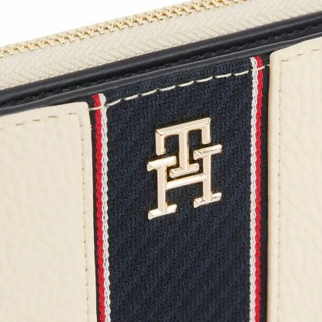 Tommy Jeans – Portefeuille zippé à monogramme TH – Beige Noir - TOMMY HILFIGER