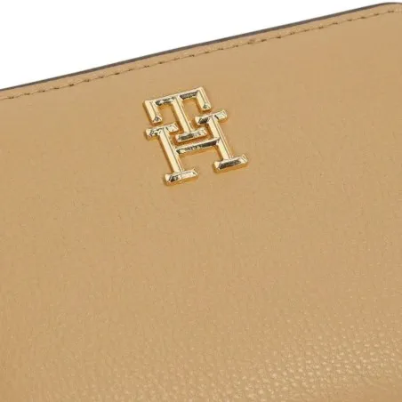 Tommy Jeans – Portefeuille Tommy Hilfiger souple à fermeture éclair pour femme TH – Beige - TOMMY JEANS