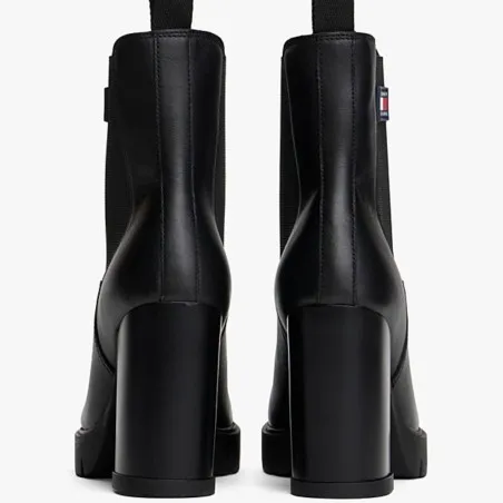 TOMMY JEANS – Bottines à talons hauts en cuir à crampons – Noir - TOMMY JEANS