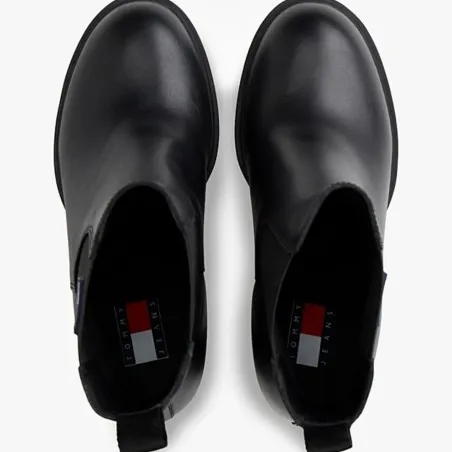TOMMY JEANS – Bottines à talons hauts en cuir à crampons – Noir - TOMMY JEANS