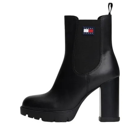 TOMMY JEANS – Bottines à talons hauts en cuir à crampons – Noir - TOMMY JEANS