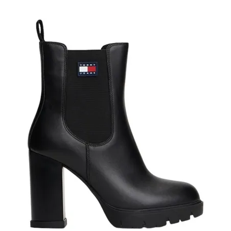 TOMMY JEANS – Bottines à talons hauts en cuir à crampons – Noir - TOMMY JEANS
