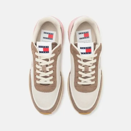 Tommy Jeans – Chaussures de course à semelle dentelée – Blanc Marron - TOMMY JEANS