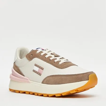 Tommy Jeans – Chaussures de course à semelle dentelée – Blanc Marron - TOMMY JEANS