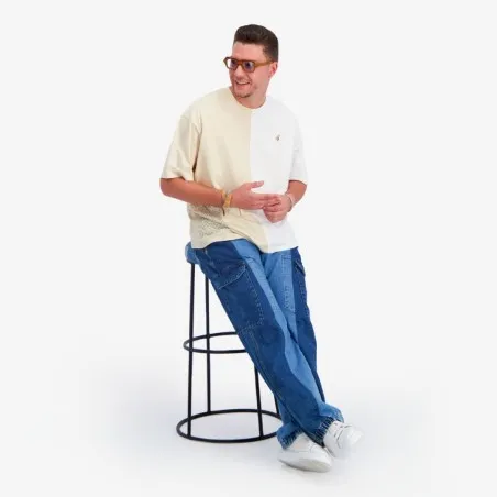 Upcycling cargo homme en jeans bi-couleur - KAMIL 2.0 - KONTAKT