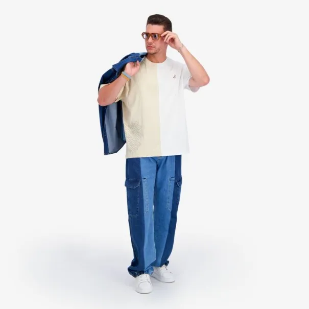 Upcycling cargo homme en jeans bi-couleur - KAMIL 2.0 - KONTAKT