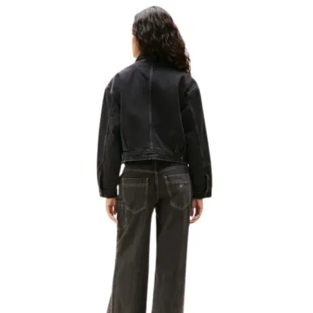 Tommy Jeans – Veste courte en denim à ourlet effiloché – Gris - TOMMY JEANS