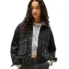 Tommy Jeans – Veste courte en denim à ourlet effiloché – Gris - TOMMY JEANS