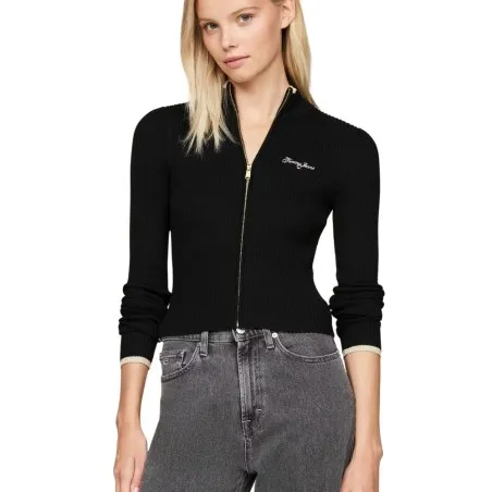 Tommy Jeans – Tommy Jeans TJW CARDIGAN ZIPPÉ À POINTE MÉTALLIQUE – Noir - TOMMY JEANS